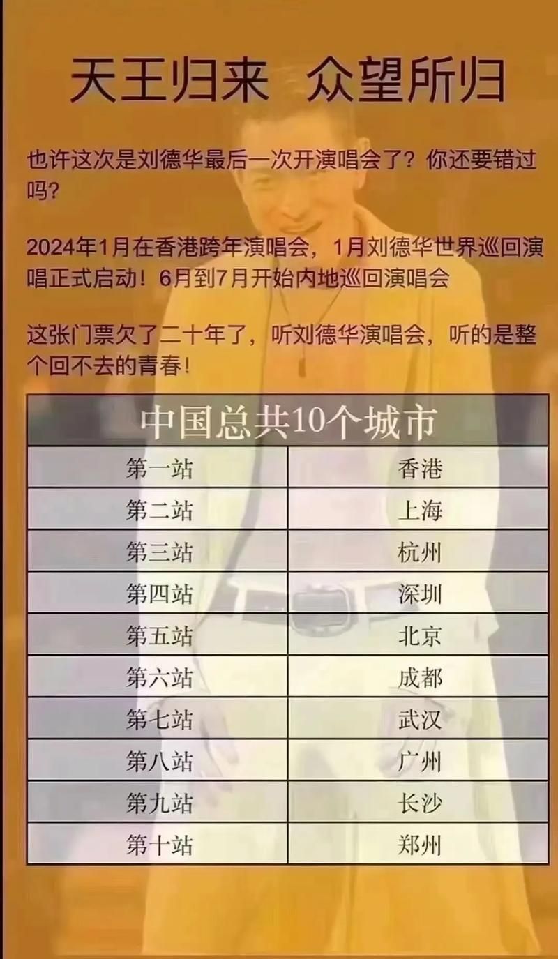2024-2025刘德华演唱会安排：不容错过的华仔盛宴