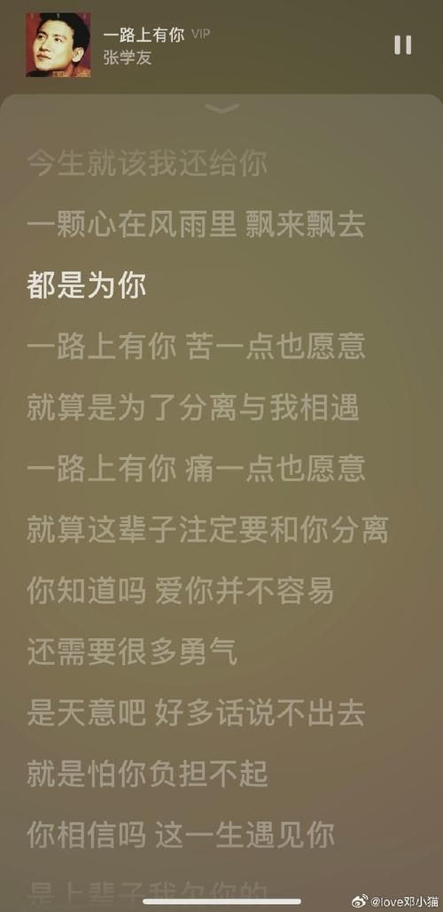 一路上有你歌词张学友深情演唱版本