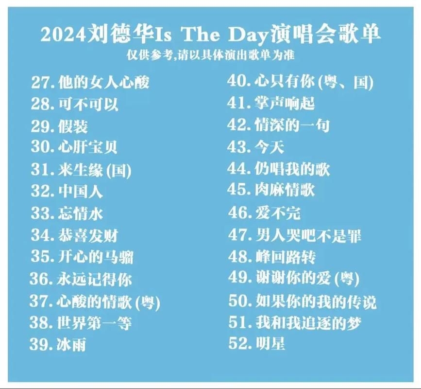 刘德华在沈阳演唱会歌单曝光经典歌曲全都有