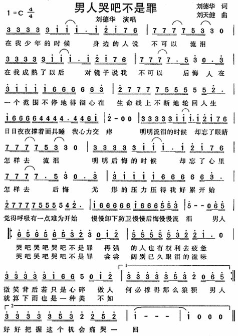 刘德华男人哭吧不是罪歌词背后的故事