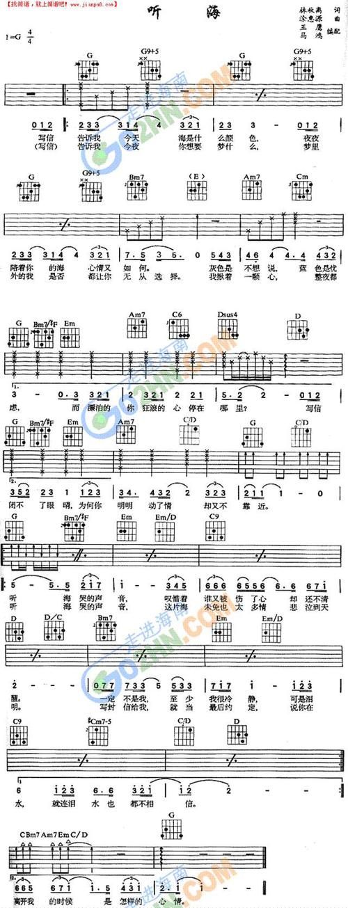 听海吉他谱张学友原版教学视频附详细指法