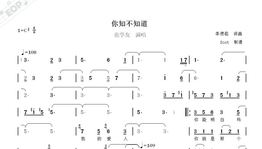 学弹张学友经典歌曲 简谱带歌词版完整分享