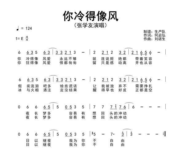 学弹张学友经典歌曲 简谱带歌词版完整分享