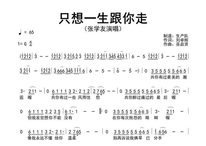 学弹张学友经典歌曲 简谱带歌词版完整分享