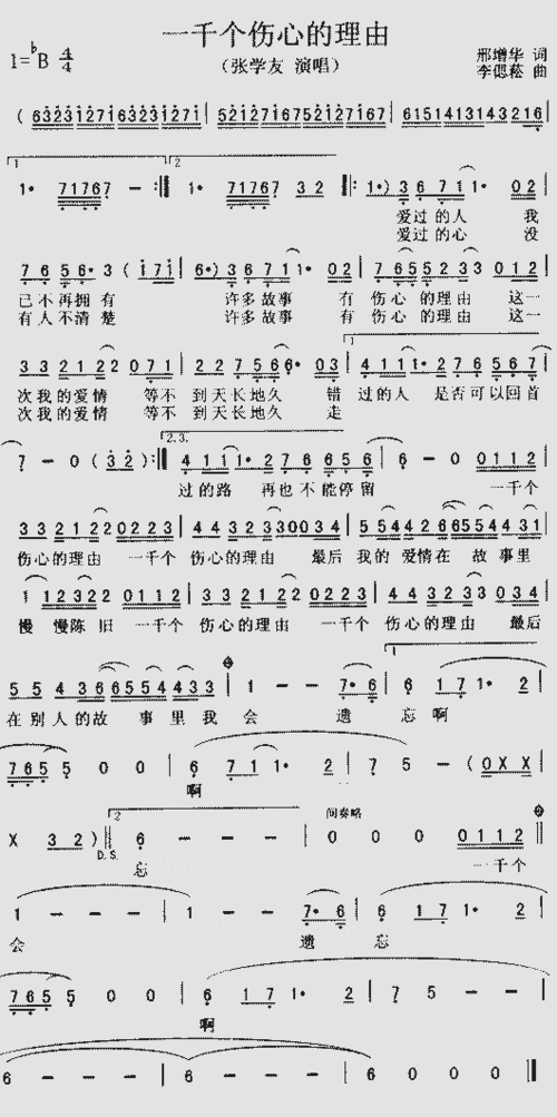 张学友一千个伤心的理由歌词解析情感深度