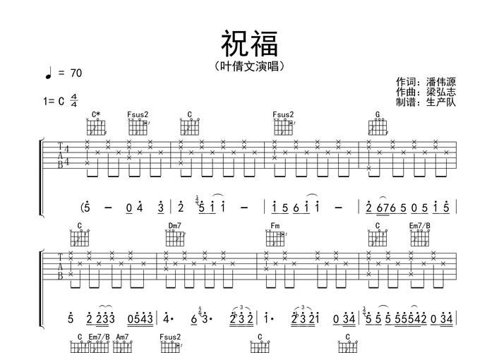 张学友祝福吉他谱简单版新手也能轻松弹唱