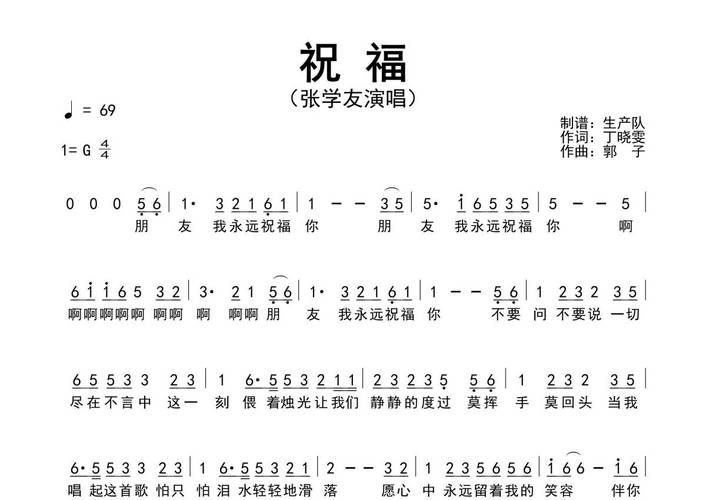 张学友祝福简谱下载 高清打印版免费分享