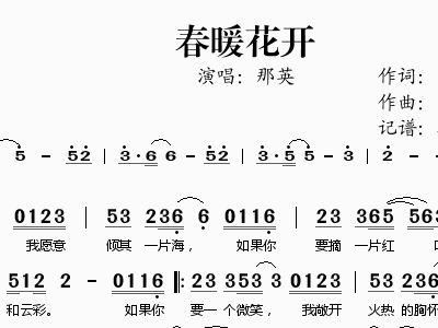 春暖花开那英简谱完整版免费下载
