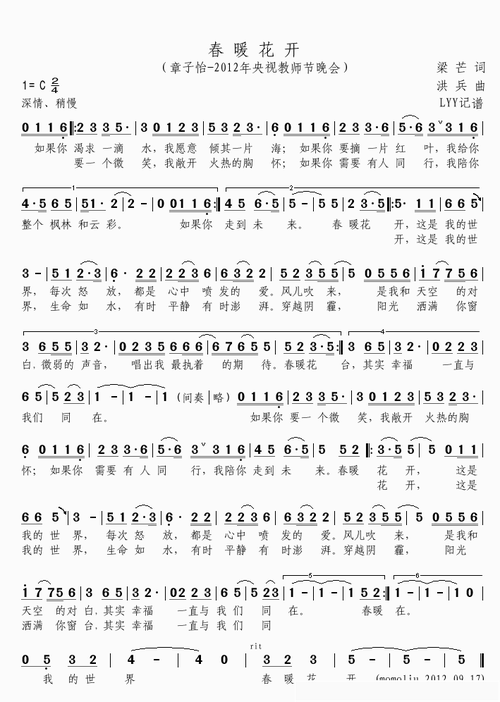那英春暖花开简谱电子琴演奏指南