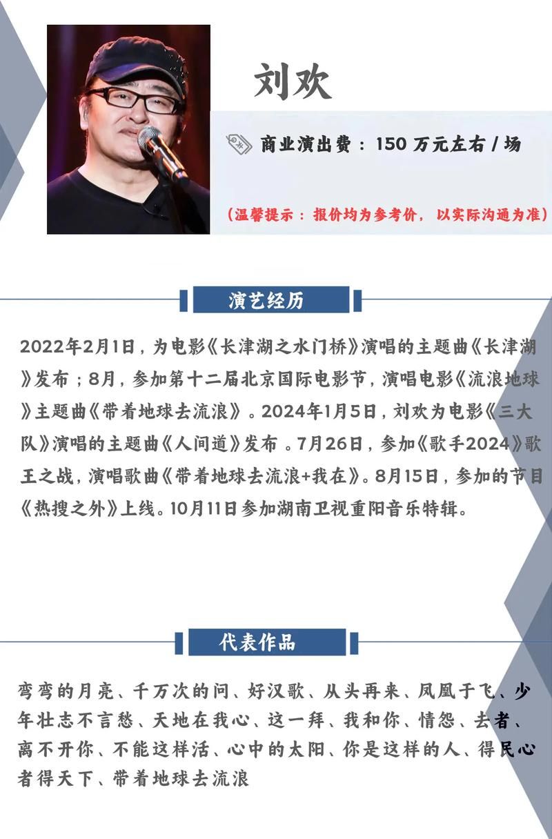 刘欢我是歌手的出场费