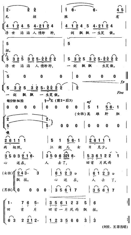 刘欢王菲合唱歌曲